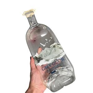 Grey Goose Vodka Flat Bottle Cheese Server Spoon Rest Bar Decor Melted Glass
